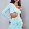 Double Layer Asymmetric Ruched Side Dress -Dress Sales Store aqua double layer asymmetric ruched side dress