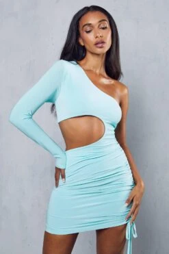 Double Layer Asymmetric Ruched Side Dress