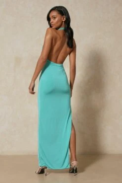 Double Layer Low Back Maxi Dress -Dress Sales Store aqua double layer low back maxi dress 2
