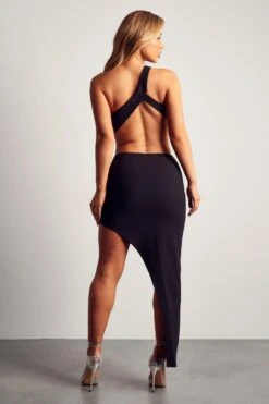 Asymmetric Cut Out One Shoulder Dress -Dress Sales Store black asymmetric cut out one shoulder dress 2