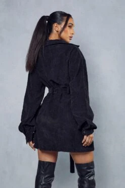 Balloon Sleeve Belted Cord Dress 10 Balloon Sleeve Belted Cord Dress -Dress Sales Store black balloon sleeve belted cord dress 2