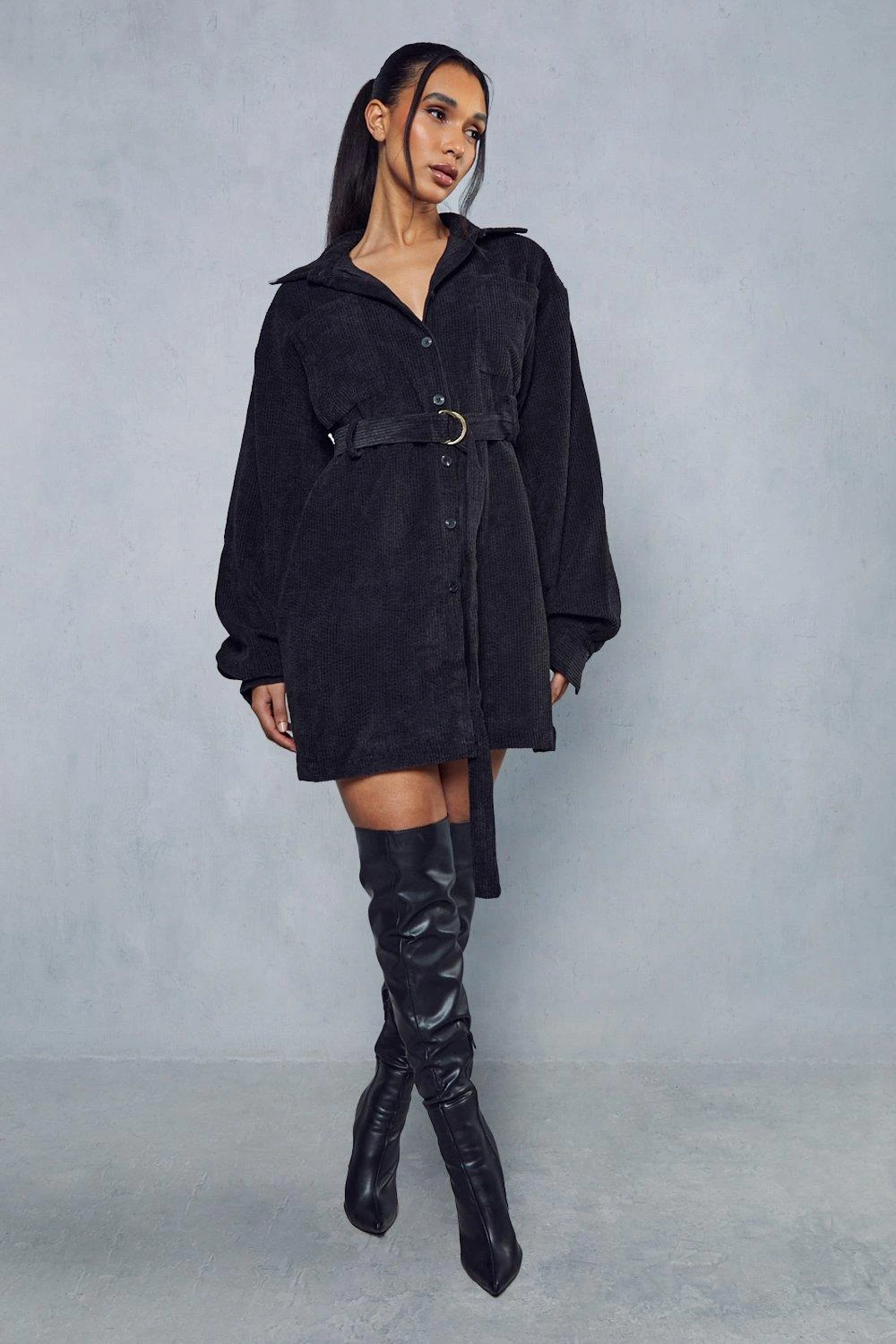 Balloon Sleeve Belted Cord Dress 6 Balloon Sleeve Belted Cord Dress - Image 4