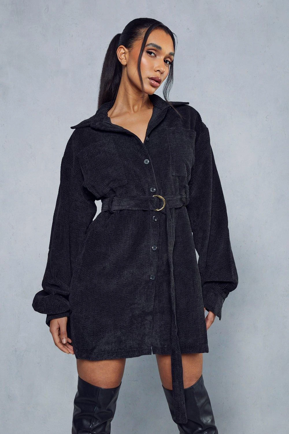 Balloon Sleeve Belted Cord Dress 7 Balloon Sleeve Belted Cord Dress - Image 5