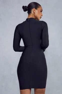 Bandage Cross Front Mini Dress -Dress Sales Store black bandage cross front mini dress 2