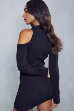 Cold Shoulder Mini Jumper Dress 9 Cold Shoulder Mini Jumper Dress -Dress Sales Store black cold shoulder mini jumper dress 2