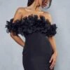 Corsage Off Shoulder Mini Dress -Dress Sales Store black corsage off shoulder mini dress