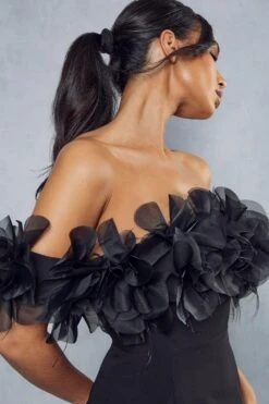 Corsage Off Shoulder Mini Dress -Dress Sales Store black corsage off shoulder mini dress 5