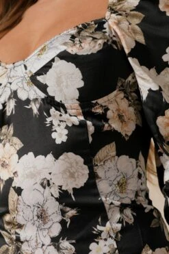 Cup Detail Frill Hem Floral Dress -Dress Sales Store black cup detail frill hem floral dress 5