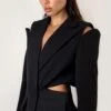 Cut Out Detail Blazer Dress -Dress Sales Store black cut out detail blazer dress
