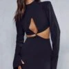 Cut Out High Neck Bodycon Dress -Dress Sales Store black cut out high neck bodycon dress