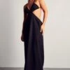 Cut Out Strappy Low Back Maxi Dress -Dress Sales Store black cut out strappy low back maxi dress