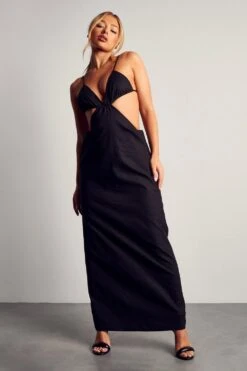 Cut Out Strappy Low Back Maxi Dress -Dress Sales Store black cut out strappy low back maxi dress 3