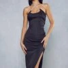 Diamante Lace Up Ruched Midi Dress -Dress Sales Store black diamante lace up ruched midi dress
