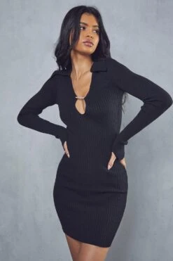 Diamante Trim Knitted Mini Dress