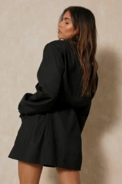 Discodaydream Tailored Belted Blazer Dress -Dress Sales Store black discodaydream tailored belted blazer dress 2