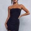 Double Layer Gathered Seam Bandeau Mini Dress 1 Double Layer Gathered Seam Bandeau Mini Dress -Dress Sales Store black double layer gathered seam bandeau mini dress