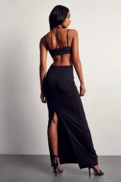 Double Layer Stretch Multi Strap Maxi Dress -Dress Sales Store black double layer stretch multi strap maxi dress 2