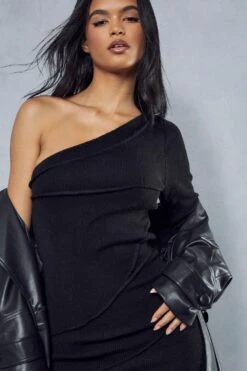 Exposed Seam Fine Knit Mini Dress 8 Exposed Seam Fine Knit Mini Dress -Dress Sales Store black exposed seam fine knit mini dress 1