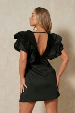 Extreme Frill V Neck Mini Dress 9 Extreme Frill V Neck Mini Dress -Dress Sales Store black extreme frill v neck mini dress 2