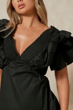 Extreme Frill V Neck Mini Dress 10 Extreme Frill V Neck Mini Dress -Dress Sales Store black extreme frill v neck mini dress 3