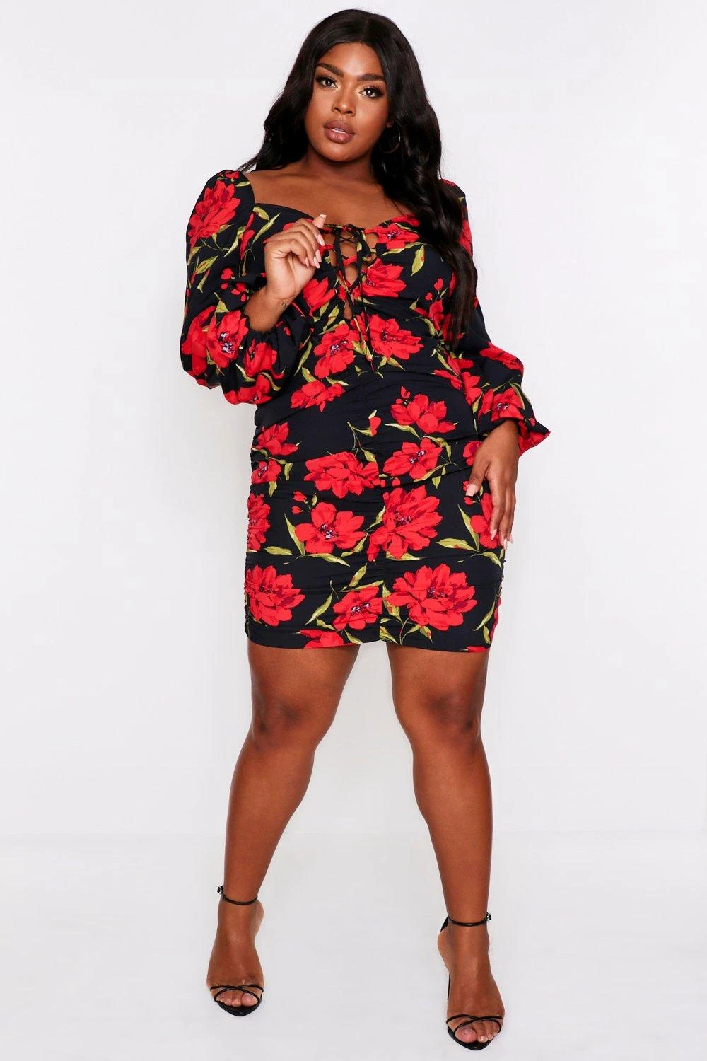 Floral Ruched Fruit Balloon Sleeve Dress 7 Floral Ruched Fruit Balloon Sleeve Dress - Image 5