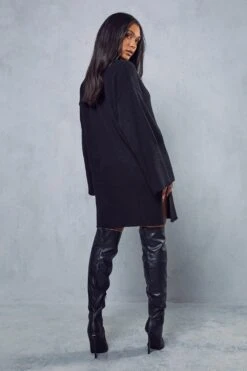 Flute Sleeve Knitted Mini Dress -Dress Sales Store black flute sleeve knitted mini dress 2