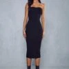Knitted Bandeau Sweetheart Neck Maxi Dress -Dress Sales Store black knitted bandeau sweetheart neck maxi dress