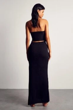 Knitted Keyhole Cut Out Maxi Dress -Dress Sales Store black knitted keyhole cut out maxi dress 2