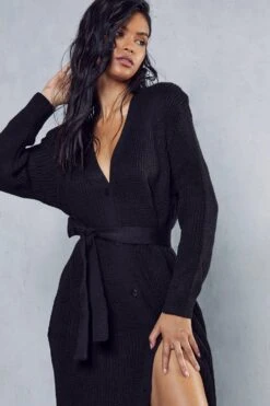 Knitted Maxi Dress -Dress Sales Store black knitted maxi dress 1 4