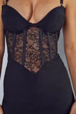 Lace Insert Corset Cupped Mini Dress 13 Lace Insert Corset Cupped Mini Dress -Dress Sales Store black lace insert corset cupped mini dress 5