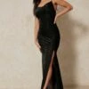 Leopard Velvet Devore Maxi Split Front Dress -Dress Sales Store black leopard velvet devore maxi split front dress