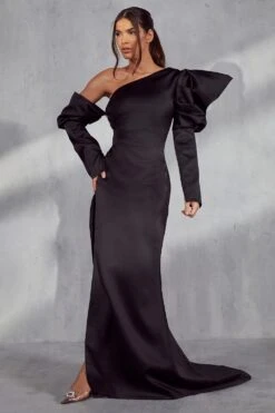 Madison Premium Puff Shoulder Maxi Dress -Dress Sales Store black madison premium occasion puff shoulder maxi dress 4