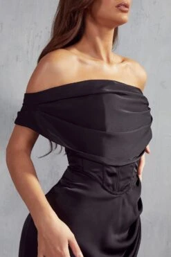 Melody Premium Draped Corset Midi Dress 13 Melody Premium Draped Corset Midi Dress -Dress Sales Store black melody premium draped corset midi dress 5
