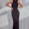 Meredith Premium High Neck Satin Gown 1 Meredith Premium High Neck Satin Gown -Dress Sales Store black meredith premium high neck satin gown