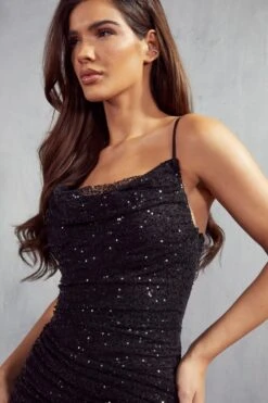 Monique Premium Sequin Corset Maxi Dress -Dress Sales Store black monique premium sequin corset maxi dress 4
