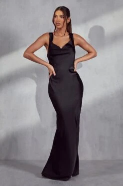 Morgan Premium Cowl Draped Maxi Dress -Dress Sales Store black morgan premium cowl draped maxi dress 1