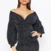 Off The Shoulder Glitter Mini Dress 1 Off The Shoulder Glitter Mini Dress -Dress Sales Store black off the shoulder glitter mini dress
