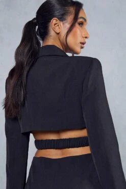 Open Back Tailored Blazer Dress -Dress Sales Store black open back tailored blazer dress 4