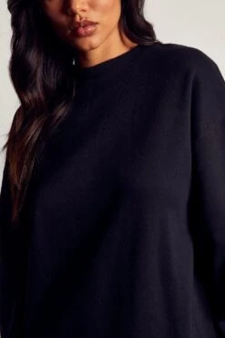 Oversized Raw Hem Sweater Dress 8 Oversized Raw Hem Sweater Dress -Dress Sales Store black oversized raw hem sweater dress 1