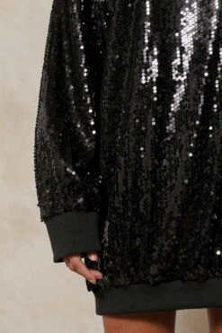 Oversized Sequin Jumper Dress 11 Oversized Sequin Jumper Dress -Dress Sales Store black oversized sequin jumper dress 4