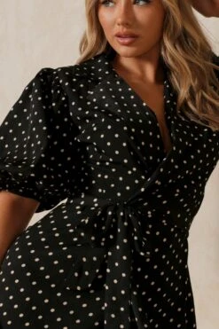 Polka Dot Extreme Puff Sleeve Wrap Dress 8 Polka Dot Extreme Puff Sleeve Wrap Dress -Dress Sales Store black polka dot extreme puff sleeve wrap dress 1