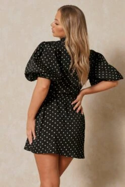 Polka Dot Extreme Puff Sleeve Wrap Dress 9 Polka Dot Extreme Puff Sleeve Wrap Dress -Dress Sales Store black polka dot extreme puff sleeve wrap dress 2