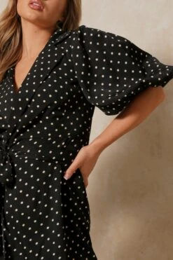 Polka Dot Extreme Puff Sleeve Wrap Dress 11 Polka Dot Extreme Puff Sleeve Wrap Dress -Dress Sales Store black polka dot extreme puff sleeve wrap dress 4