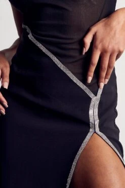 Power Mesh Diamante Maxi Dress -Dress Sales Store black power mesh diamante maxi dress 5