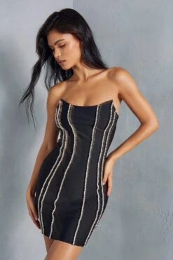 Premium Bandage Diamante Trim Bandeau Dress 10 Premium Bandage Diamante Trim Bandeau Dress -Dress Sales Store black premium bandage diamante trim bandeau dress 3