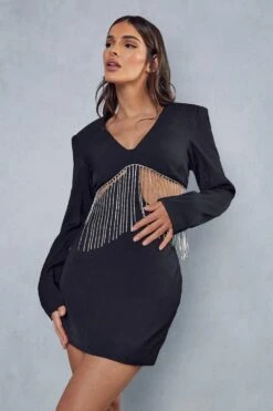 Premium Diamante Chain Mini Dress 11 Premium Diamante Chain Mini Dress -Dress Sales Store black premium diamante chain mini dress 4