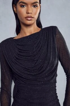 Premium Diamante Draped Backless Mini Dress -Dress Sales Store black premium diamante draped backless mini dress 5