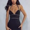 Premium Diamante Trim Cupped Mini Dress -Dress Sales Store black premium diamante trim cupped mini dress
