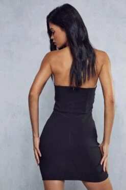 Premium Diamante Trim Cupped Mini Dress -Dress Sales Store black premium diamante trim cupped mini dress 2