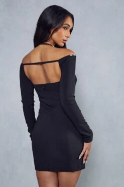 Premium Diamante Trim Cut Out Bodycon Dress -Dress Sales Store black premium diamante trim cut out bodycon dress 2